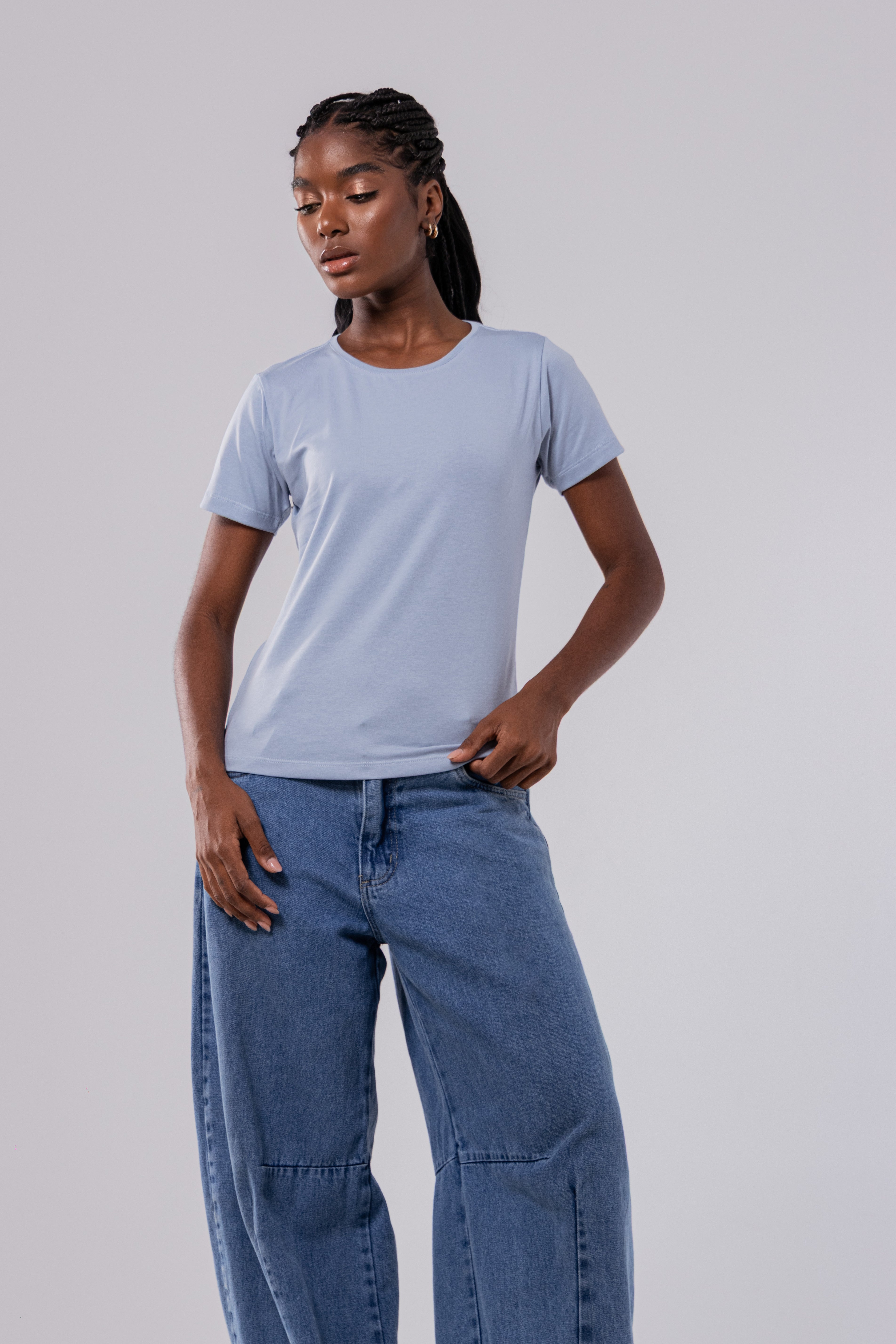 CAMISETA PIMA - FEM - AZUL CELESTE