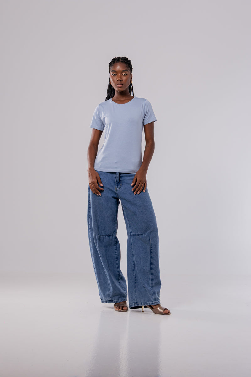 CAMISETA PIMA - FEMININA - AZUL CELESTE