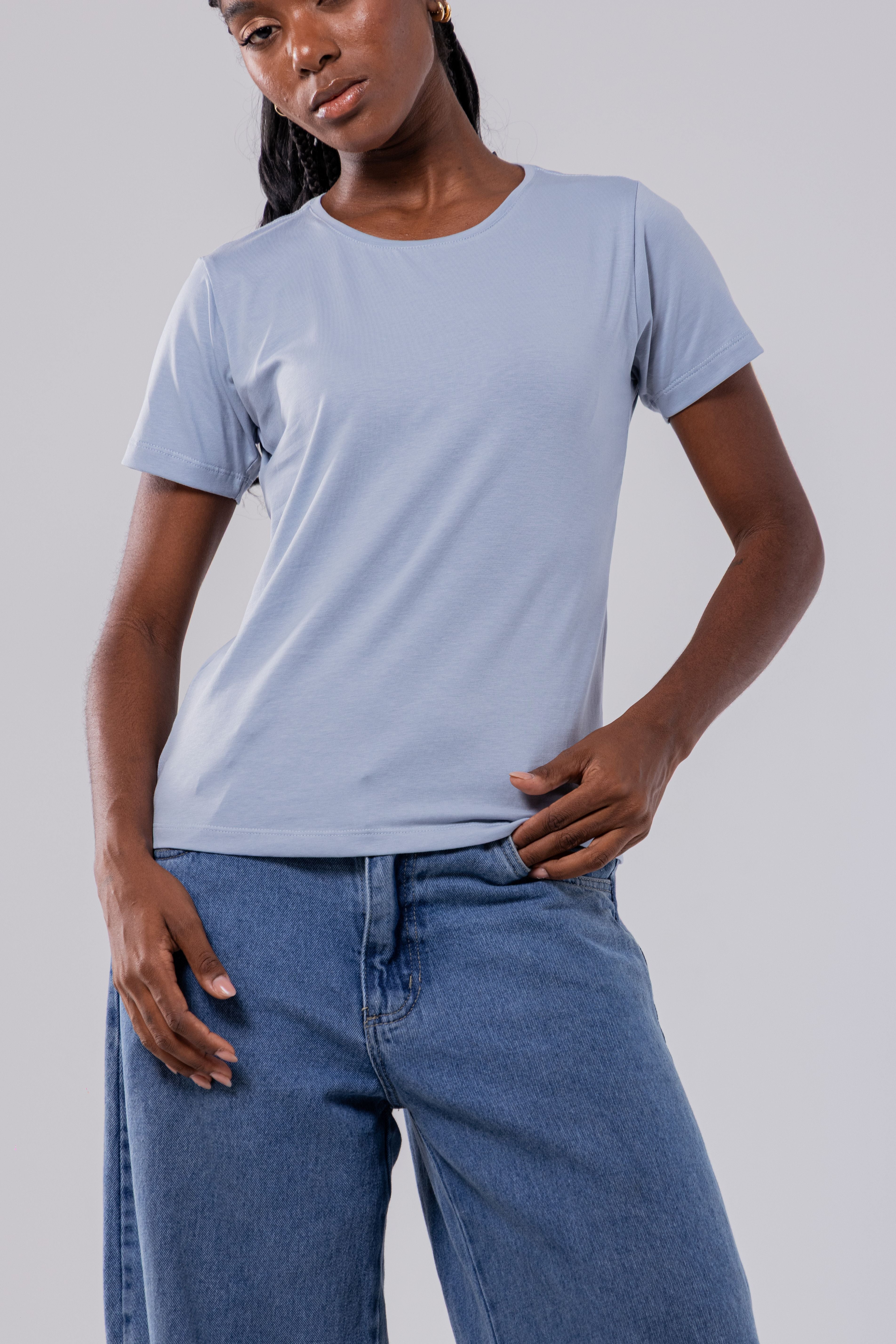 CAMISETA PIMA - FEM - AZUL CELESTE